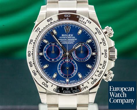 rolex daytona white gold blue dial 2016|Rolex daytona oysterflex white gold.